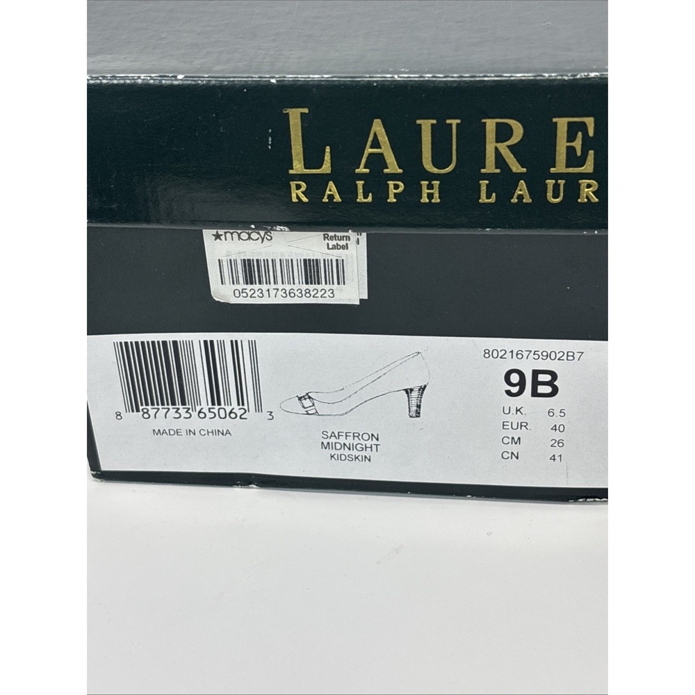 LAUREN Ralph Lauren Saffron Leather Classic Pumps, Blue, Mid-Block Heel Size 9B - Picture 12 of 16